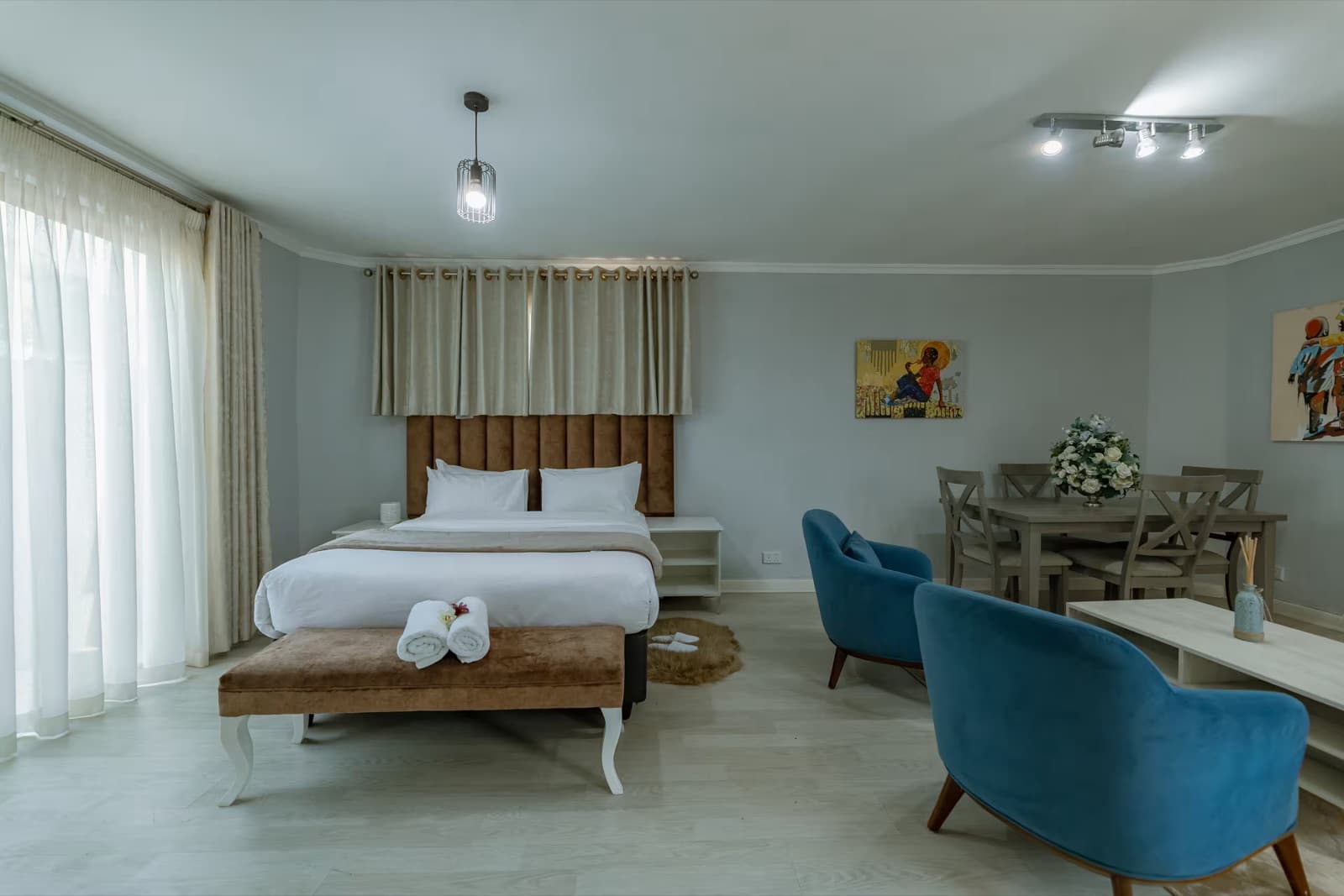 Studio Three — king bed, dining corner and kitchenette